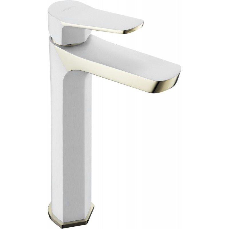 Mexen Lerma vysoká umyvadlová baterie, bílá/zlatá - 74310-25