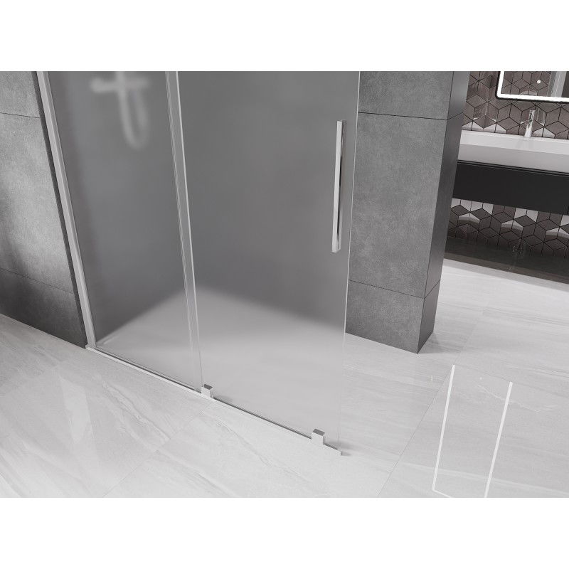 Mexen Velar sprchová stěna posuvná Walk-in 160 x 200 cm, matné sklo 8 mm, chrom - 871-160-000-33-01