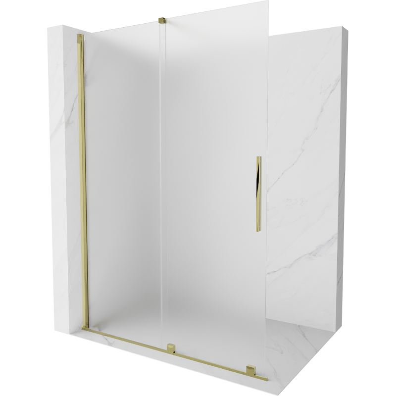 Mexen Velar posuvná sprchová stěna Walk-in 130 x 200 cm, matná 8 mm, zlatá - 871-130-000-33-50