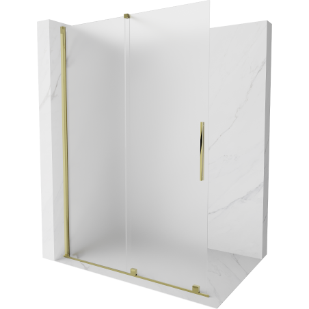 Mexen Velar posuvná sprchová stěna Walk-in 130 x 200 cm, matná 8 mm, zlatá - 871-130-000-33-50