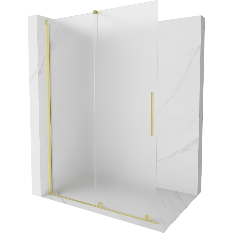Mexen Velar posuvná sprchová stěna Walk-in 140 x 200 cm, matná 8 mm, zlato kartáčovaná - 871-140-000-33-55