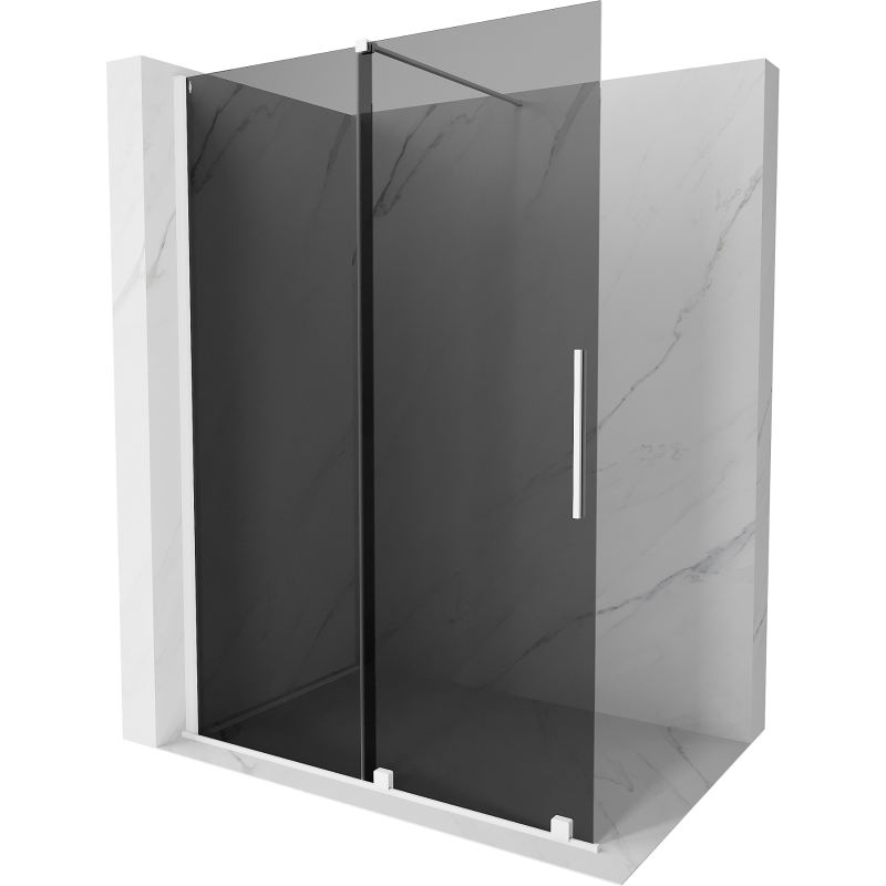 Mexen Velar posuvná sprchová zástěna Walk-in 130 x 200 cm, grafit 8 mm, bílá - 871-130-000-43-20