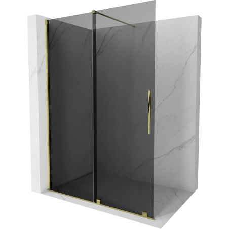 Mexen Velar posuvná sprchová stěna Walk-in 150 x 200 cm, grafit 8 mm, zlatá - 871-150-000-43-50