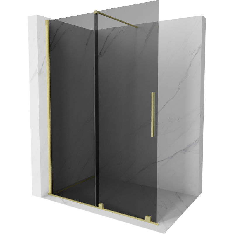 Mexen Velar posuvná sprchová stěna Walk-in 140 x 200 cm, grafit 8 mm, zlatý kartáčovaný - 871-140-000-43-55