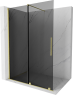 Mexen Velar posuvná sprchová stěna Walk-in 140 x 200 cm, grafit 8 mm, zlatý kartáčovaný - 871-140-000-43-55
