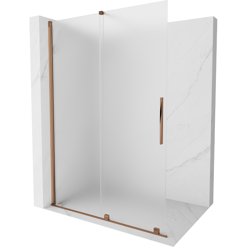 Mexen Velar posuvná sprchová stěna Walk-in 150 x 200 cm, matné 8 mm, růžové zlato - 871-150-000-33-60