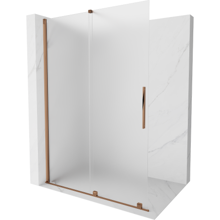 Mexen Velar sprchová stěna posuvná Walk-in 160 x 200 cm, matné 8 mm, růžové zlato - 871-160-000-33-60