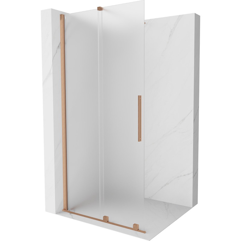 Mexen Velar posuvná sprchová stěna Walk-in 110 x 200 cm, matné sklo 8 mm, kartáčovaná měď - 871-110-000-33-65