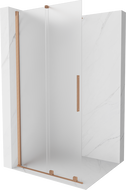 Mexen Velar posuvná sprchová stěna Walk-in 110 x 200 cm, matné sklo 8 mm, kartáčovaná měď - 871-110-000-33-65