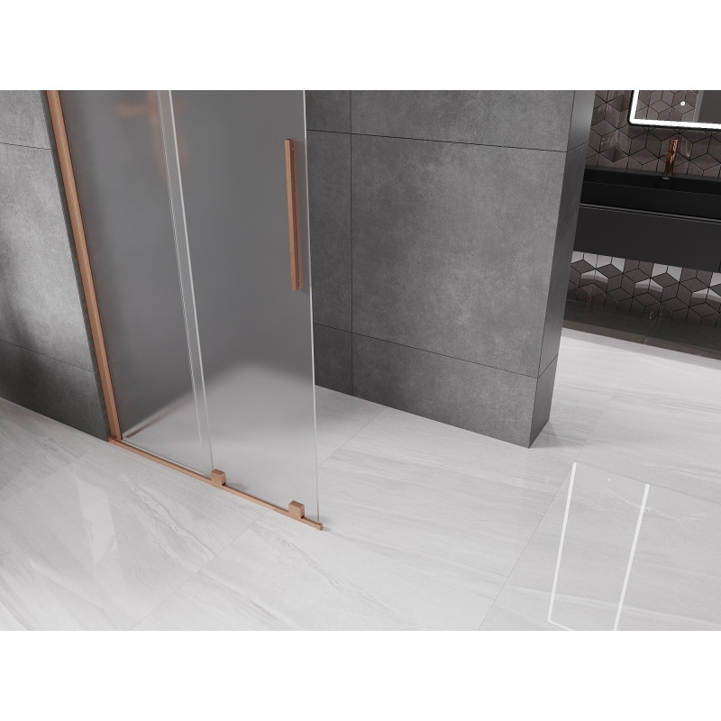 Mexen Velar posuvná sprchová stěna Walk-in 110 x 200 cm, matné sklo 8 mm, kartáčovaná měď - 871-110-000-33-65