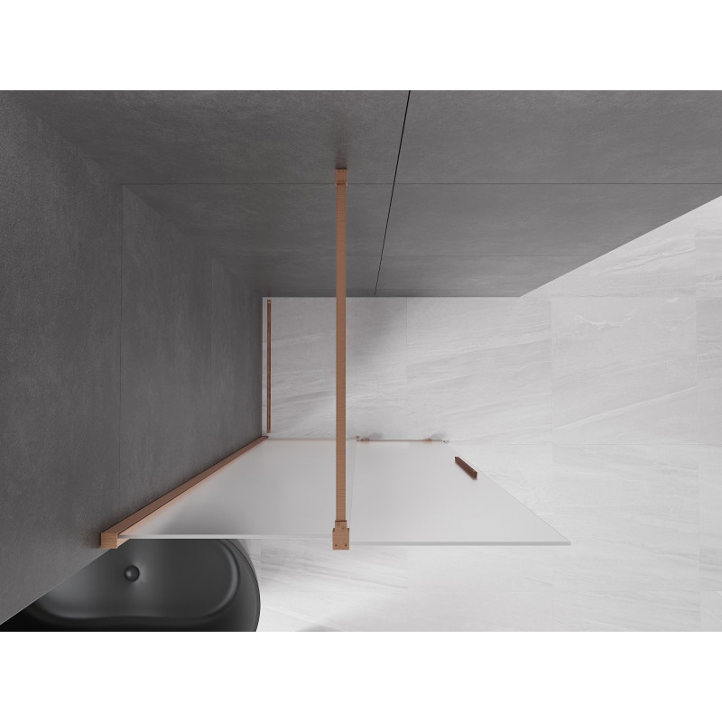 Mexen Velar posuvná sprchová stěna Walk-in 110 x 200 cm, matné sklo 8 mm, kartáčovaná měď - 871-110-000-33-65
