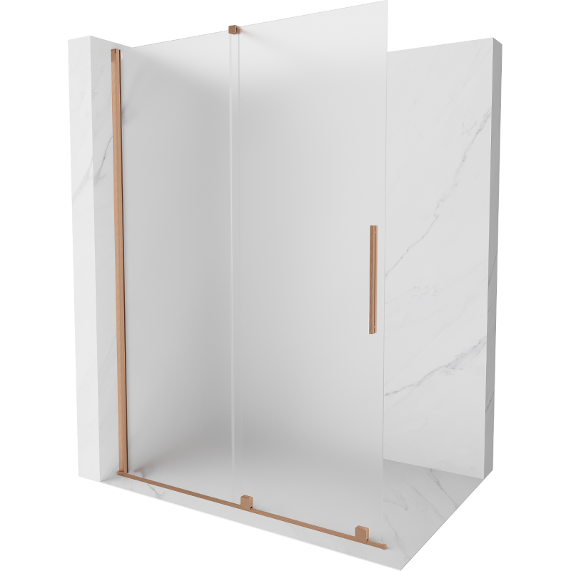 Mexen Velar posuvná sprchová stěna Walk-in 130 x 200 cm, matné sklo 8 mm, kartáčovaná měď - 871-130-000-33-65