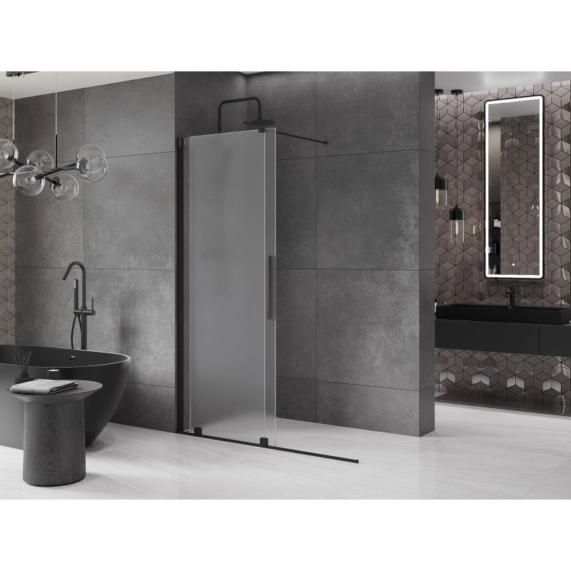Mexen Velar posuvná sprchová stěna Walk-in 130 x 200 cm, námraza 8 mm, černá - 871-130-000-33-70
