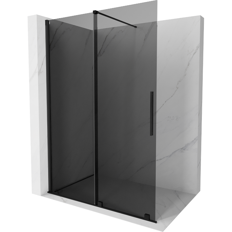 Mexen Velar zasouvací sprchová zástěna Walk-in 130 x 200 cm, grafit 8 mm, černá - 871-130-000-43-70