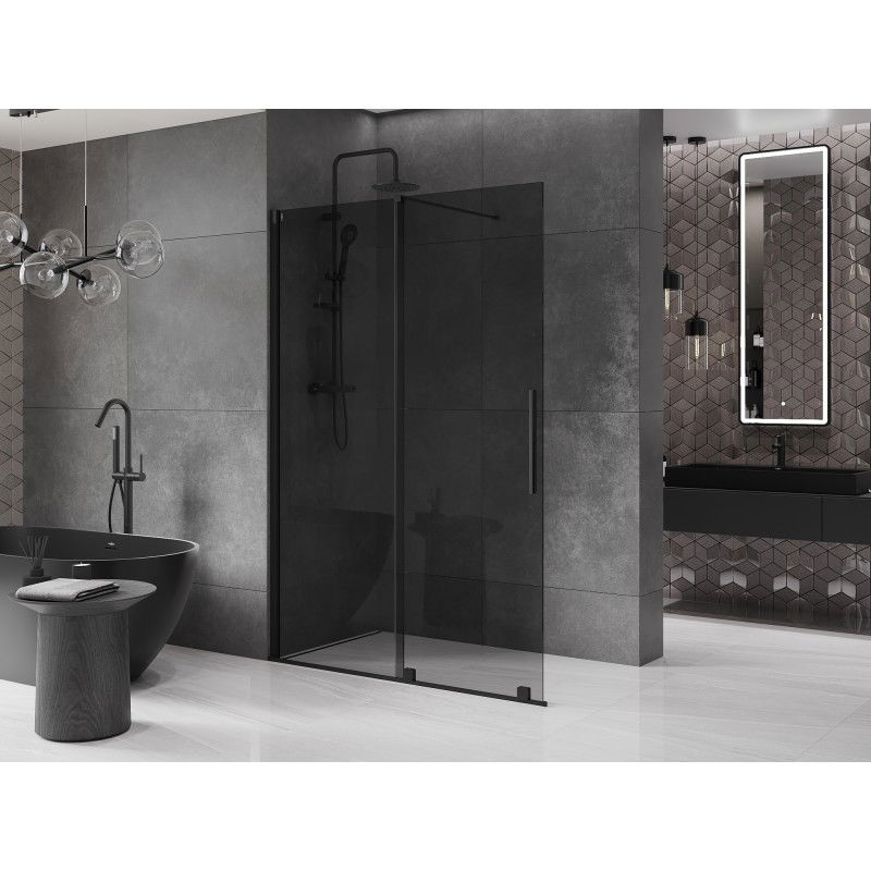 Mexen Velar zasouvací sprchová zástěna Walk-in 130 x 200 cm, grafit 8 mm, černá - 871-130-000-43-70