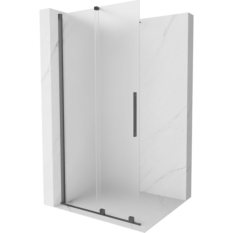 Mexen Velar posuvná sprchová stěna Walk-in 110 x 200 cm, matné sklo 8 mm, kartáčovaná barva gun gray - 871-110-000-33-66