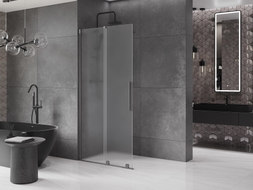 Mexen Velar posuvná sprchová stěna Walk-in 90 x 200 cm, matné sklo 8 mm, gun gray kartáčovaný - 871-090-000-33-66