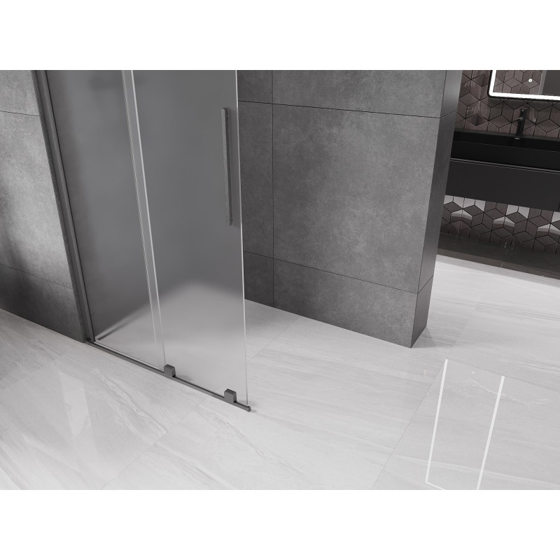 Mexen Velar posuvná sprchová stěna Walk-in 90 x 200 cm, matné sklo 8 mm, gun gray kartáčovaný - 871-090-000-33-66