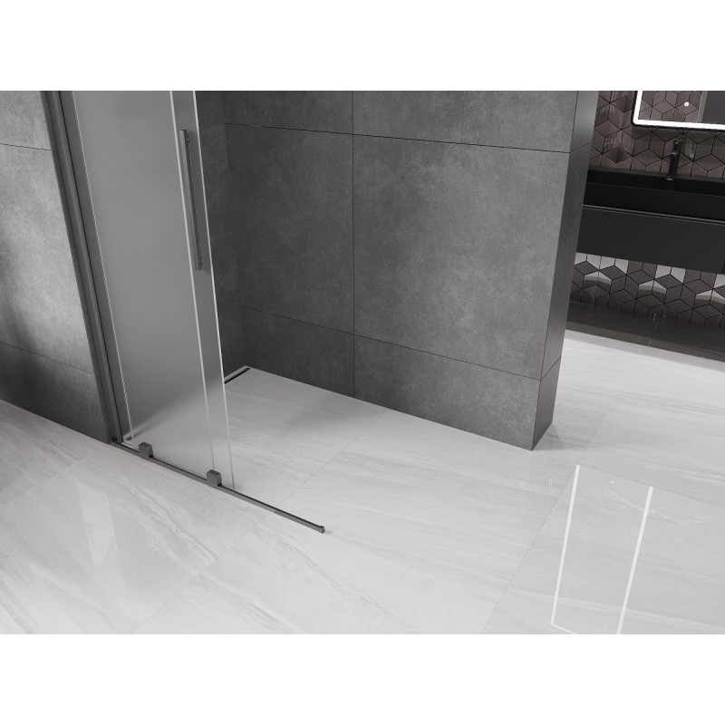 Mexen Velar posuvná sprchová stěna Walk-in 90 x 200 cm, matné sklo 8 mm, gun gray kartáčovaný - 871-090-000-33-66