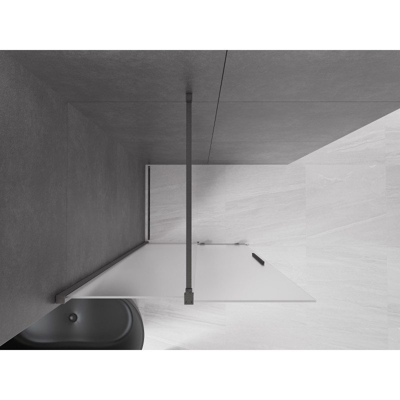 Mexen Velar posuvná sprchová stěna Walk-in 90 x 200 cm, matné sklo 8 mm, gun gray kartáčovaný - 871-090-000-33-66