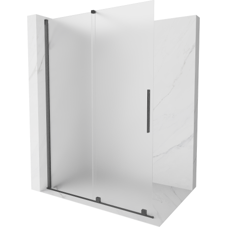 Mexen Velar sprchová stěna posuvná Walk-in 160 x 200 cm, námraza 8 mm, gun gray kartáčovaná - 871-160-000-33-66