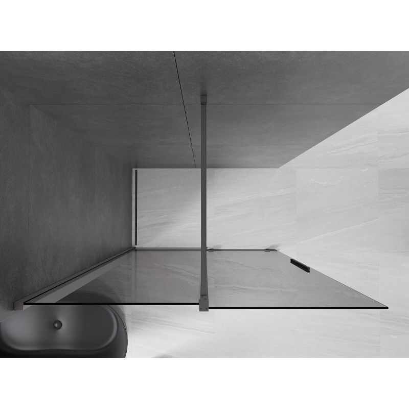 Mexen Velar posuvná sprchová stěna Walk-in 160 x 200 cm, grafit 8 mm, kartáčovaný gun gray - 871-160-000-43-66