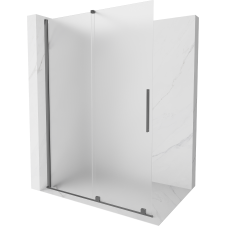 Mexen Velar posuvná sprchová stěna Walk-in 130 x 200 cm, námraza 8 mm, gun metal - 871-130-000-33-95
