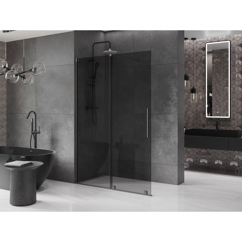 Mexen Velar sprchová stěna posuvná Walk-in 130 x 200 cm, grafit 8 mm, gun metal - 871-130-000-43-95