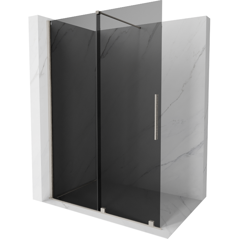 Mexen Velar sprchová stěna posuvná Walk-in 130 x 200 cm, grafit 8 mm, kartáčovaný nikl - 871-130-000-43-97