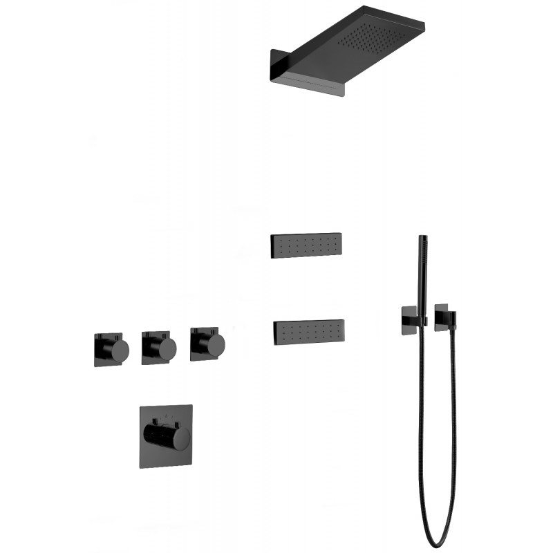 Mexen Fall podomítková sprchová sada, černá - 7602-04-70