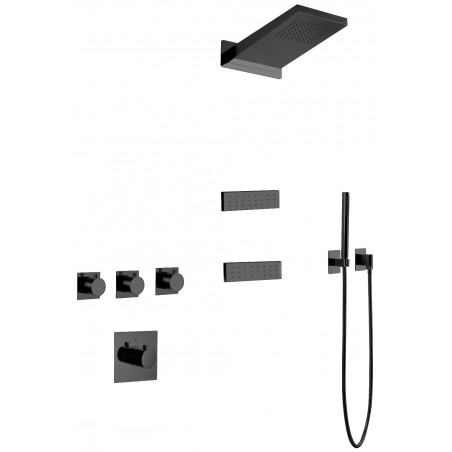 Mexen Fall podomítková sprchová sada, černá - 7602-04-70
