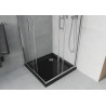 Mexen Rio čtvercová sprchová kabina 80 x 80 cm, transparentní, chrom + sprchová vanička Flat, černý
