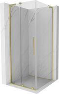 Mexen Velar L sprchový kout posuvný 90 x 90 cm, transparentní, zlatý kartáčovaný - 871-090-090-03-55