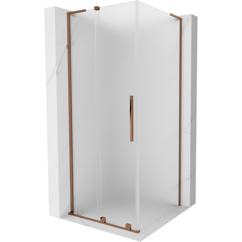 Mexen Velar L posuvná sprchová kabina 90 x 90 cm, matné sklo, růžové zlato - 871-090-090-33-60