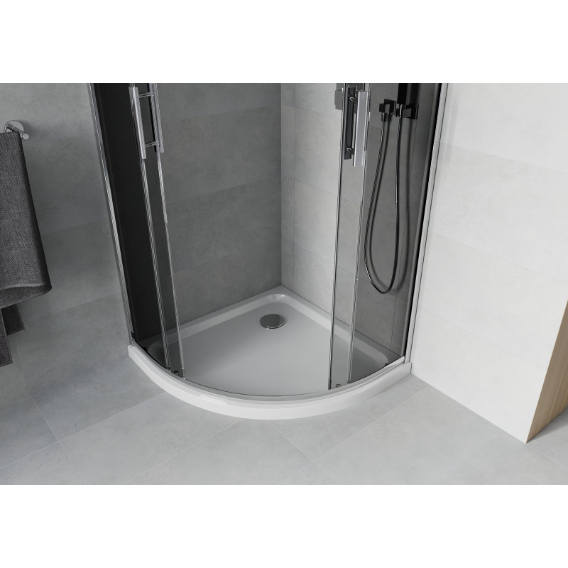 Mexen Rio polokruhový sprchový kout 80 x 80 cm, grafit, chrom + vanička Flat, bílá - 863-080-080-01-40-4110