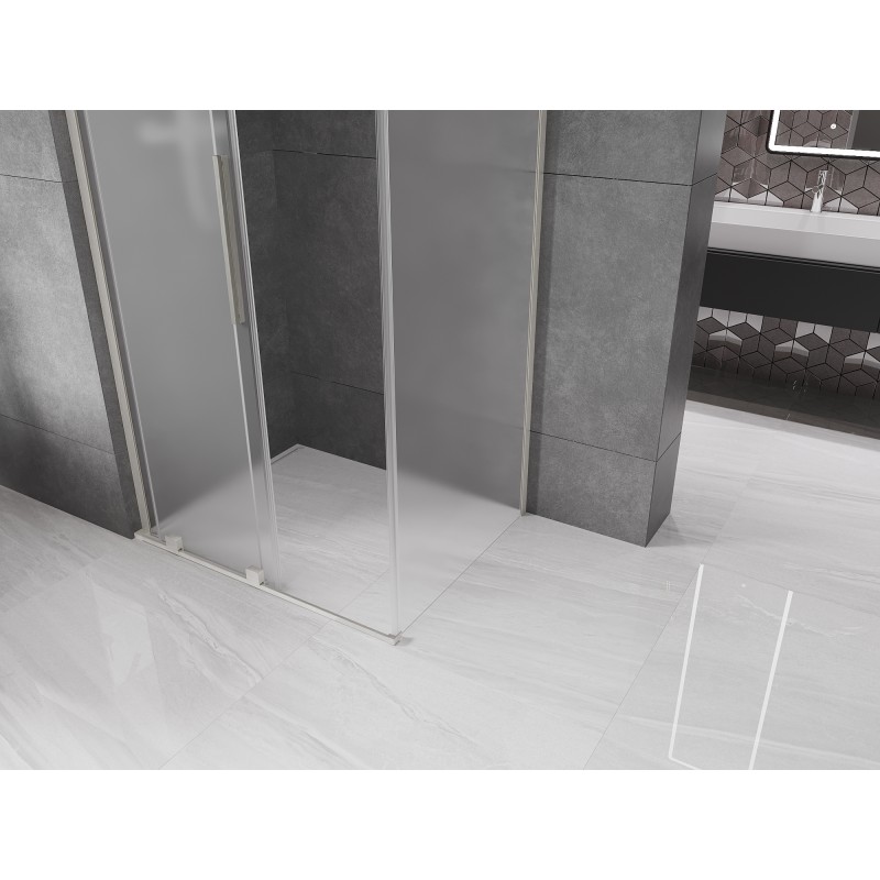 Mexen Velar L posuvný sprchový kout 90 x 80 cm, matný, kartáčovaný nikl - 871-090-080-33-97