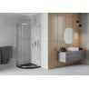 Mexen Rio čtvrtkruhový sprchový kout 90 x 90 cm, průhledný, chrom + vanička Flat, černý - 863-090-090-01-00-4170