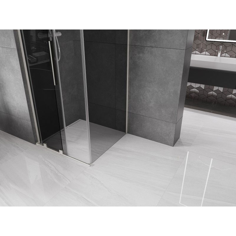 Mexen Velar L sprchový kout posuvný 100 x 100 cm, grafit, kartáčovaný nikl - 871-100-100-43-97