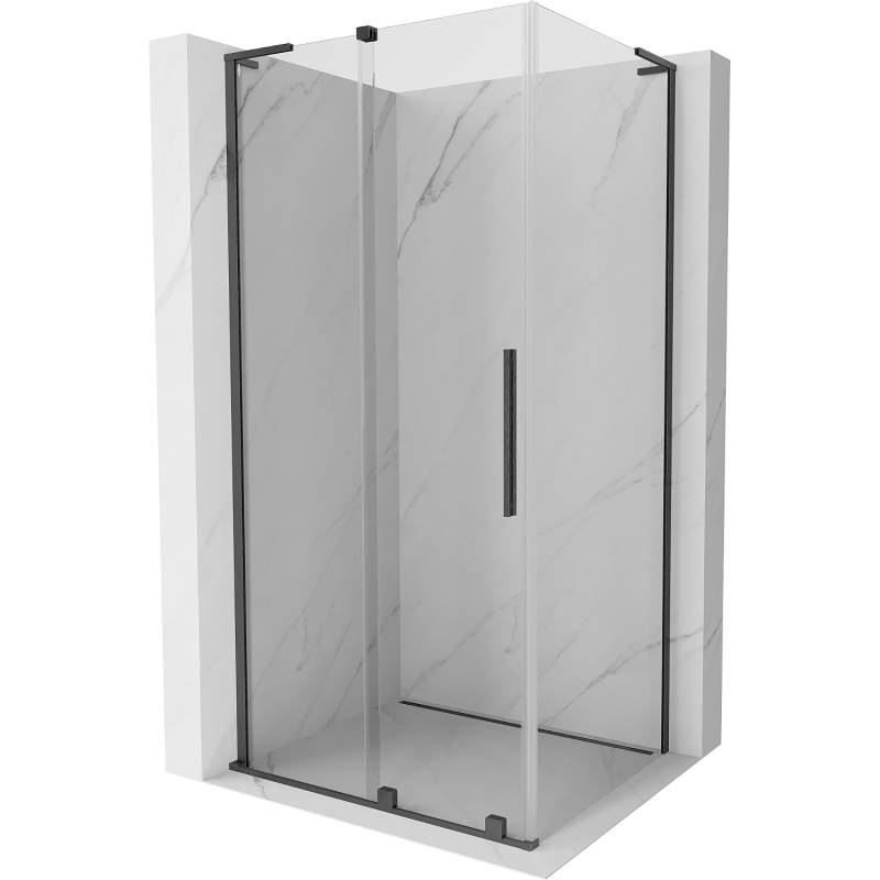 Mexen Velar L sprchový kout posuvný 110 x 90 cm, transparentní, kartáčovaná gun gray - 871-110-090-03-66