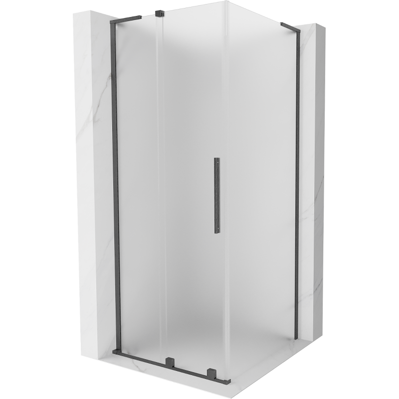 Mexen Velar L sprchový kout posuvný 90 x 90 cm, matný, gun gray kartáčovaný - 871-090-090-33-66