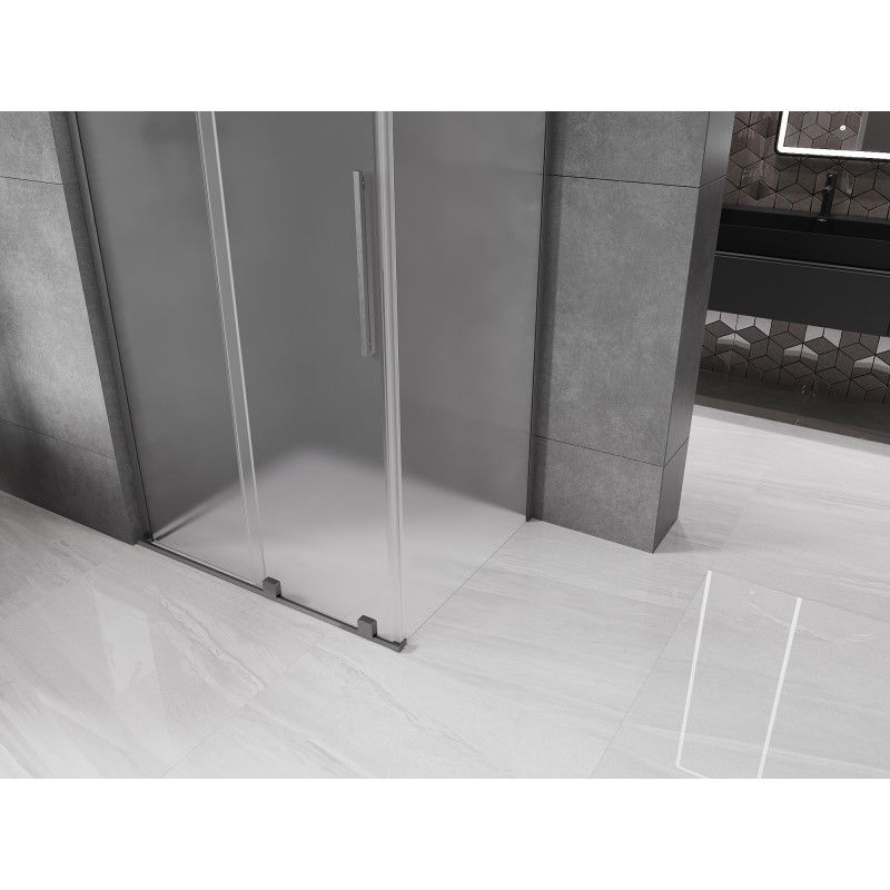 Mexen Velar L sprchový kout posuvný 90 x 80 cm, mat, kartáčovaný gun gray - 871-090-080-33-66