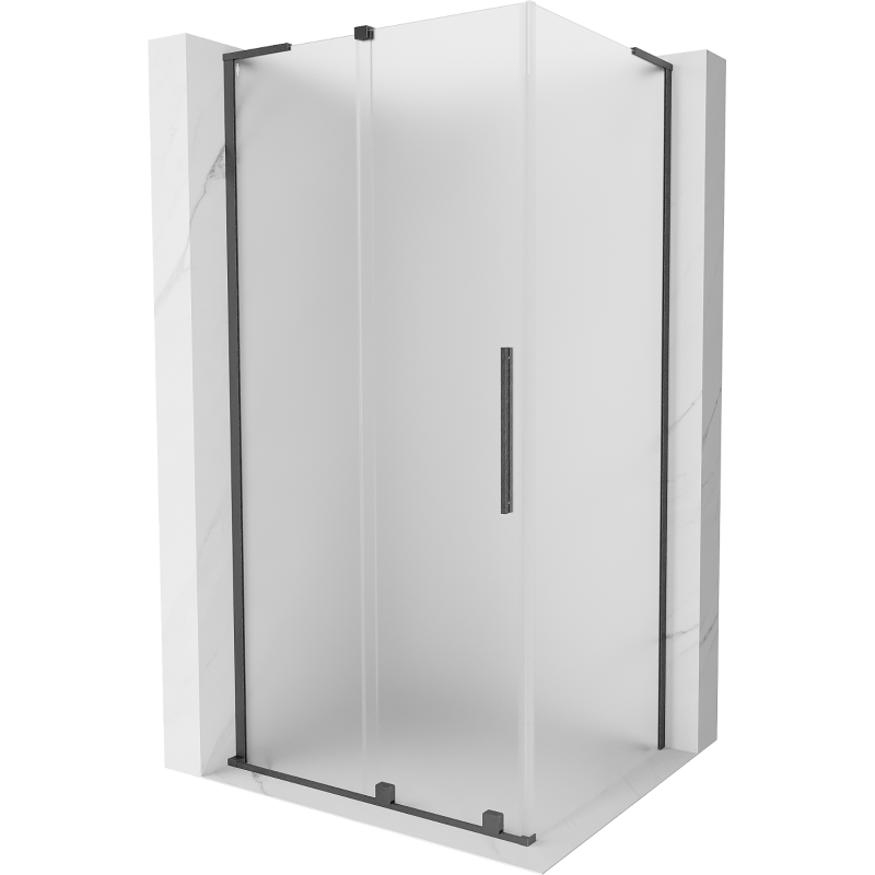 Mexen Velar L sprchový kout posuvný 100 x 80 cm, matný, gun gray kartáčovaný - 871-100-080-33-66