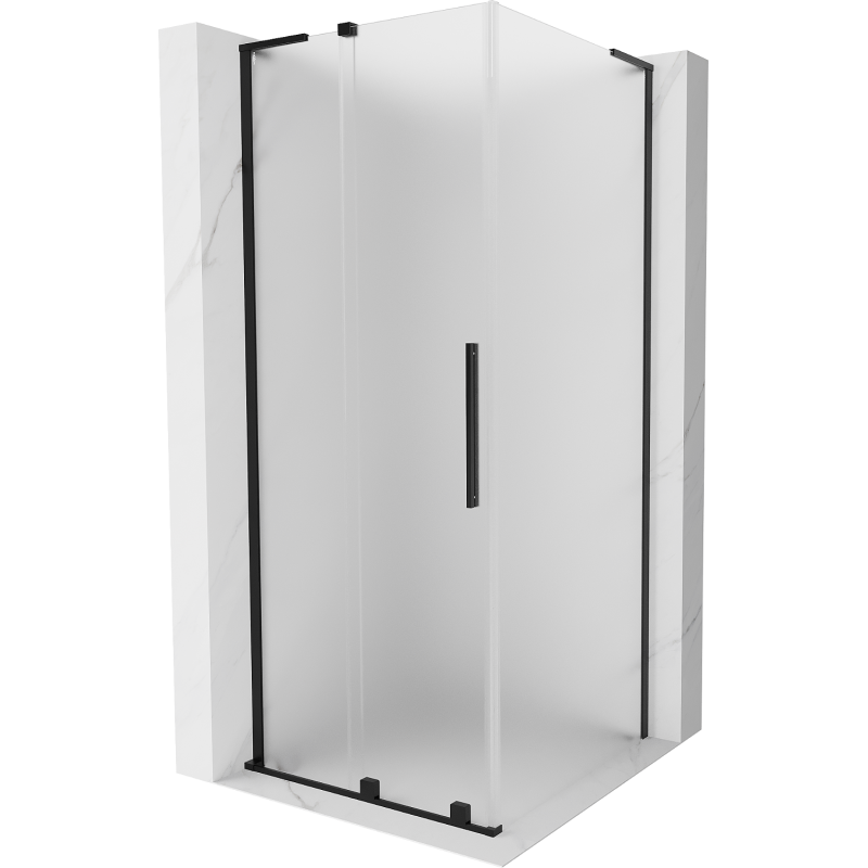 Mexen Velar L posuvná sprchová kabina 100 x 100 cm, mražená, černá - 871-100-100-33-70