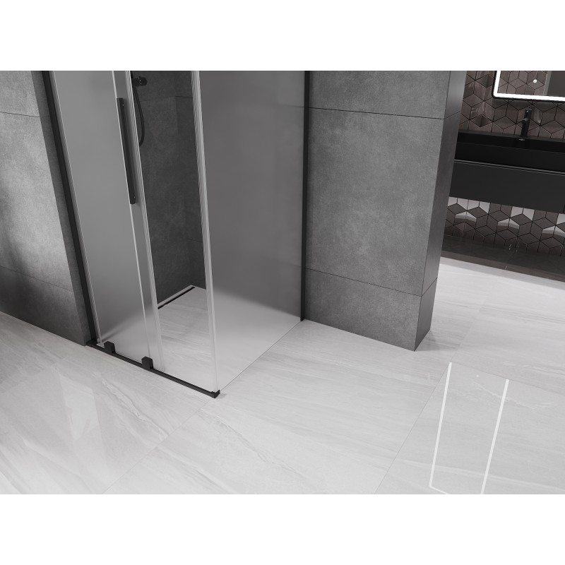 Mexen Velar L posuvná sprchová kabina 110 x 110 cm, mražená, černá - 871-110-110-33-70