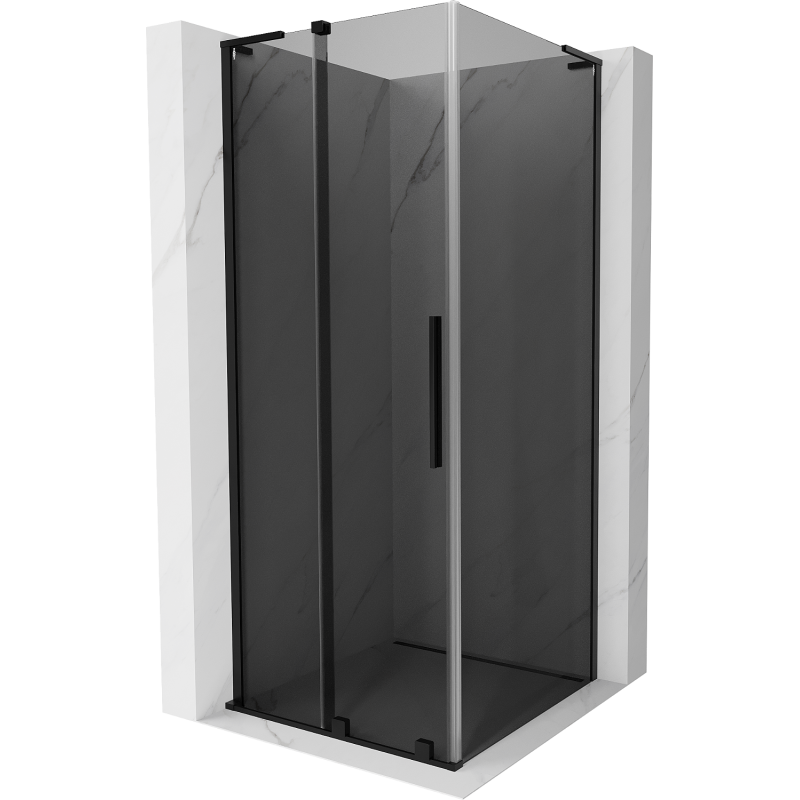 Mexen Velar L sprchový kout posuvný 100 x 100 cm, grafit, černý - 871-100-100-43-70