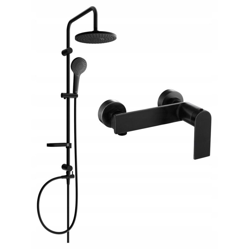 Mexen Erik nástěnný sprchový set s dešťovou sprchou a sprchovou baterií Zero, černý - 71140205-70