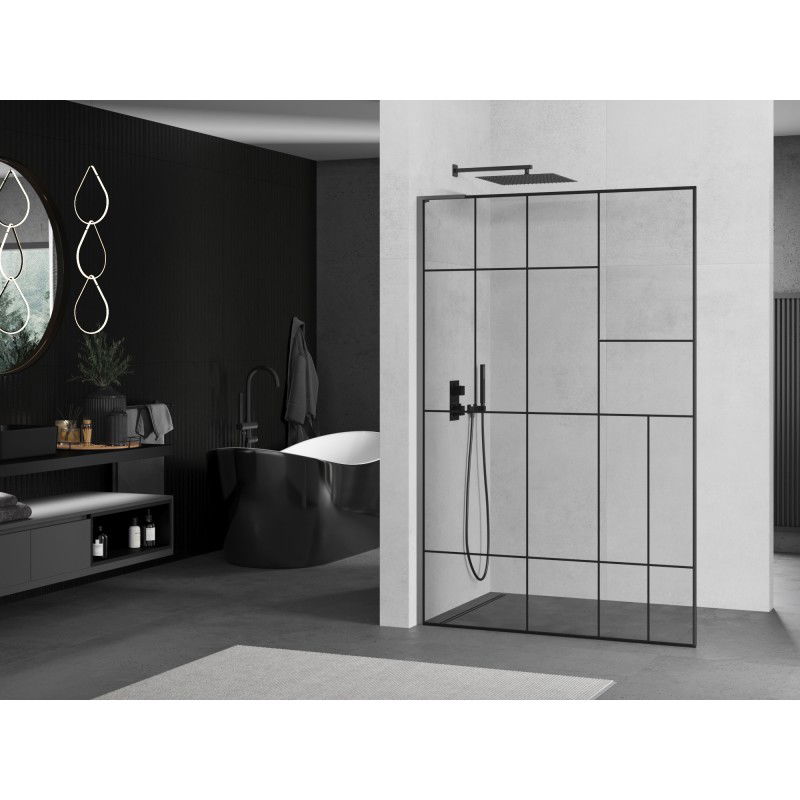 Mexen Kioto L sprchová stěna Walk-in 80 x 200 cm, černý vzor, gun metal - 800-080-103-95-78