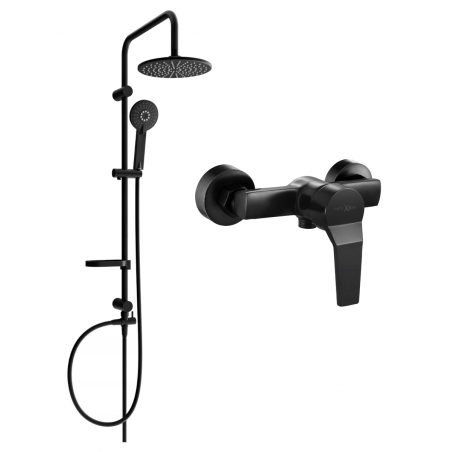 Mexen Carl nástěnná sprchová sada s dešťovou hlavicí a sprchovou baterií Caro, černá - 746640240-70