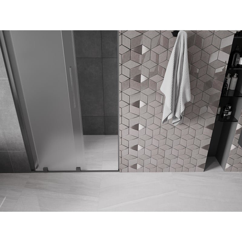 Mexen Velar sprchové dveře posuvné 110 cm, matné, kartáčovaná zbraňově šedá - 871-110-000-31-66