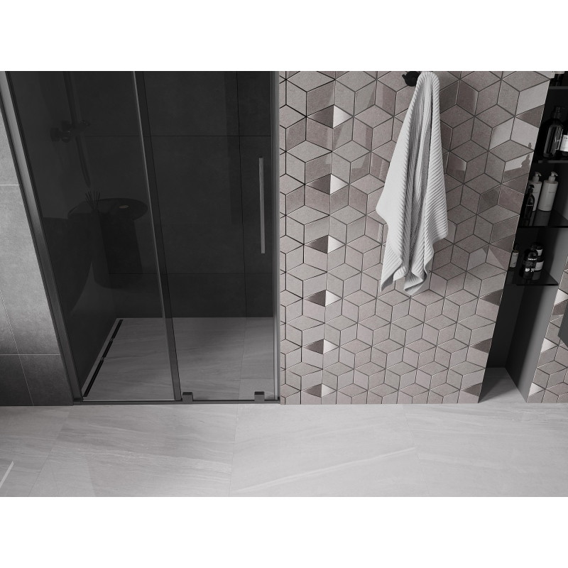 Mexen Velar posuvné sprchové dveře 90 cm, grafit, kartáčovaný gun gray - 871-090-000-41-66